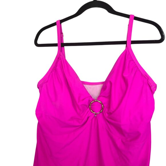 Island Escape Woman Hot Pink Adjustable Strap Tankini Top Plus Size 24W - Picture 2 of 4